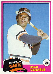 1981 Topps Baseball Cards      484     Max Venable  RC